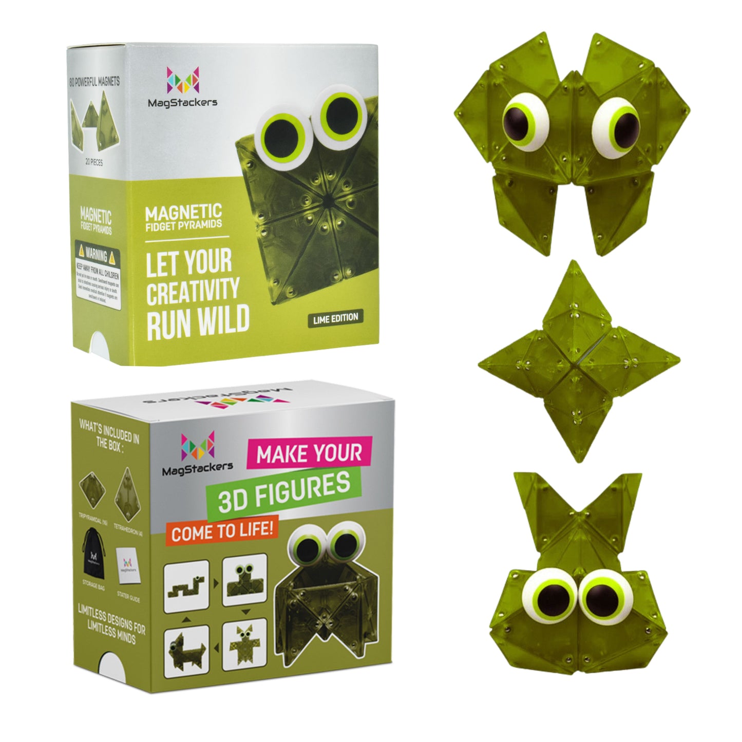 MagStackers - Magnetic Building Pyramids - Lime