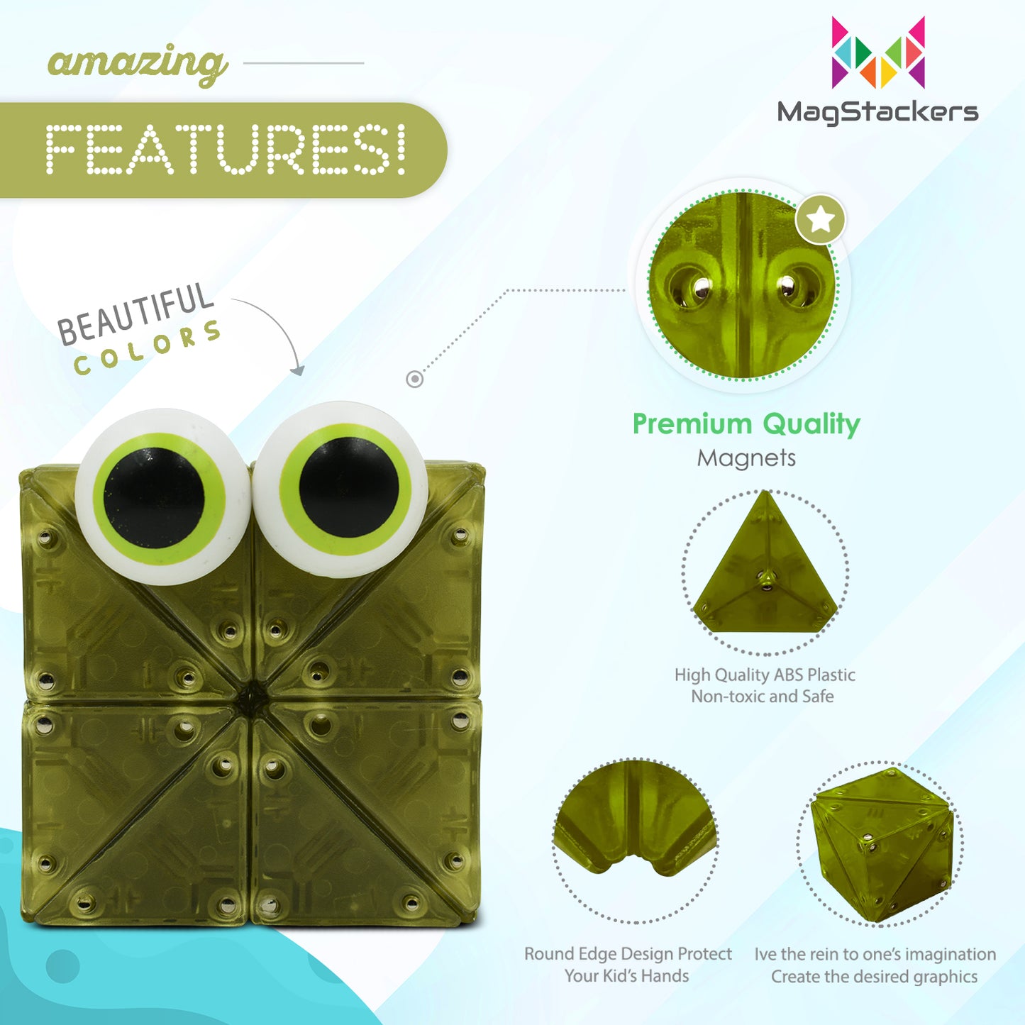 MagStackers - Magnetic Building Pyramids - Lime