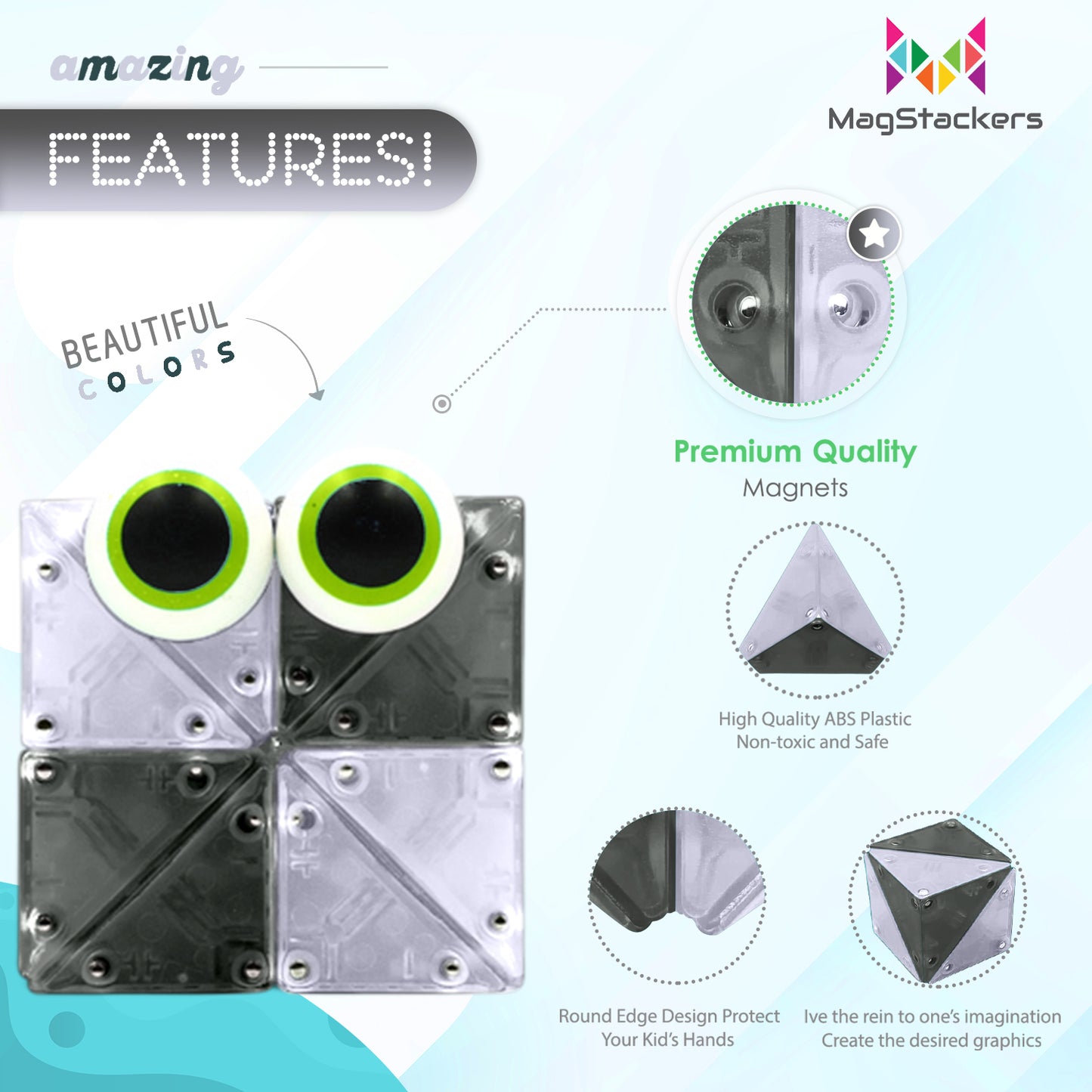 MagStackers - Magnetic Building Pyramids - Crystal/Onyx