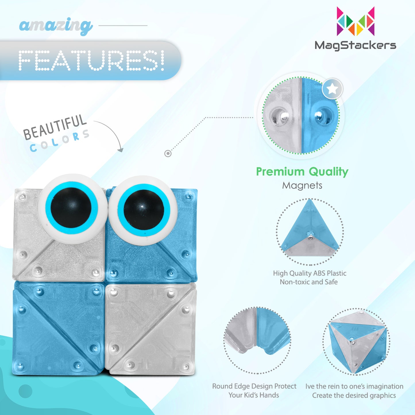 MagStackers - Magnetic Building Pyramids - Aqua-Crystal