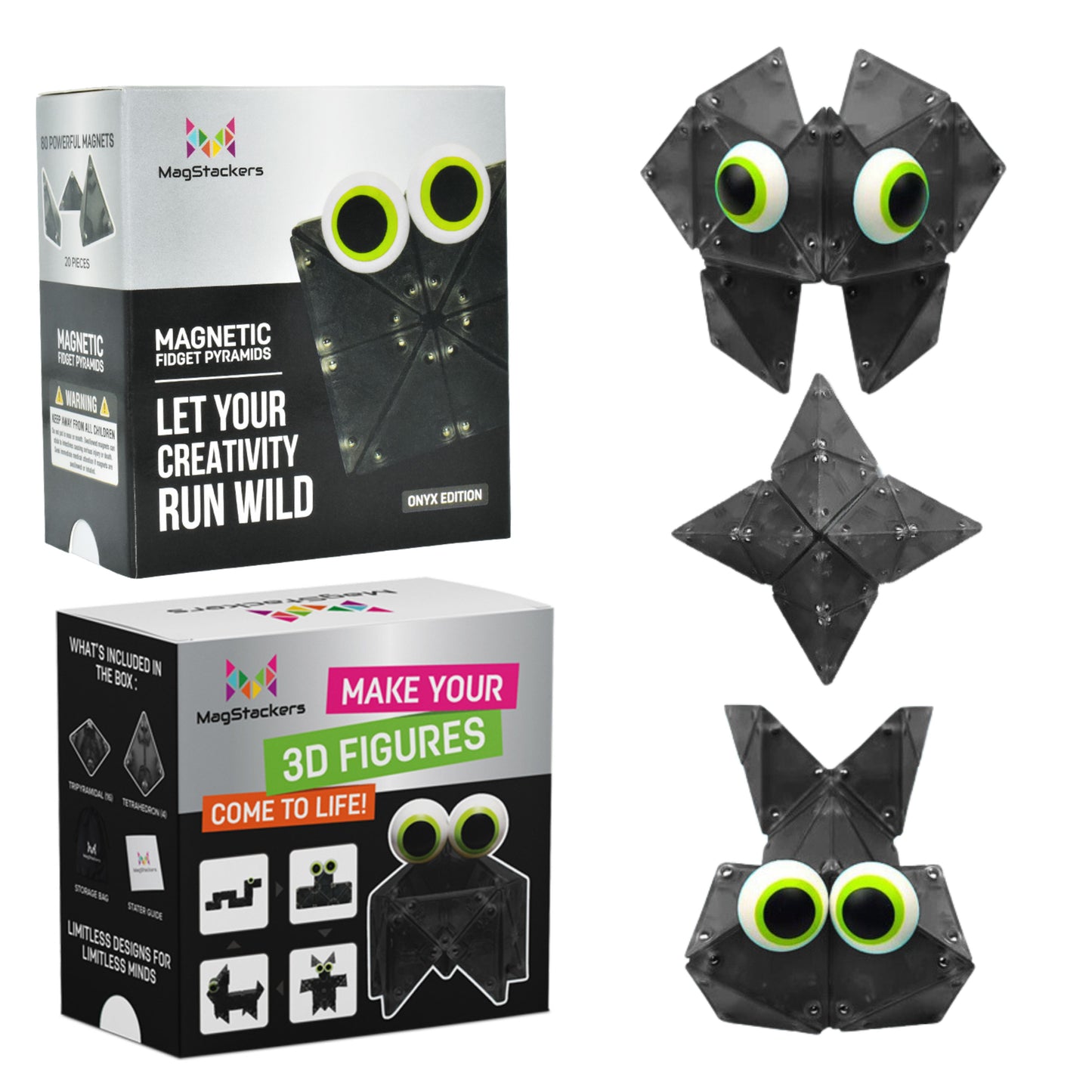 MagStackers - Magnetic Building Pyramids - Onyx