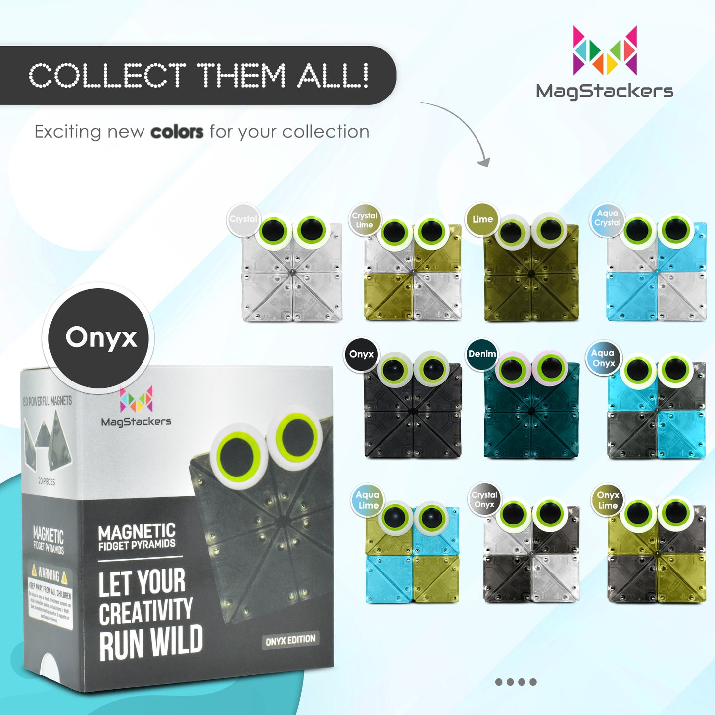 MagStackers - Magnetic Building Pyramids - Onyx