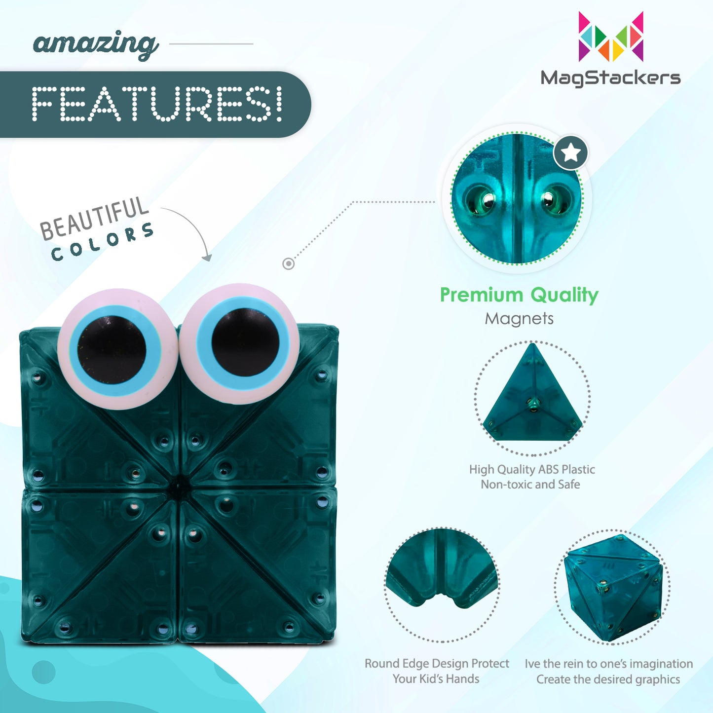 MagStackers - Magnetic Building Pyramids - Denim