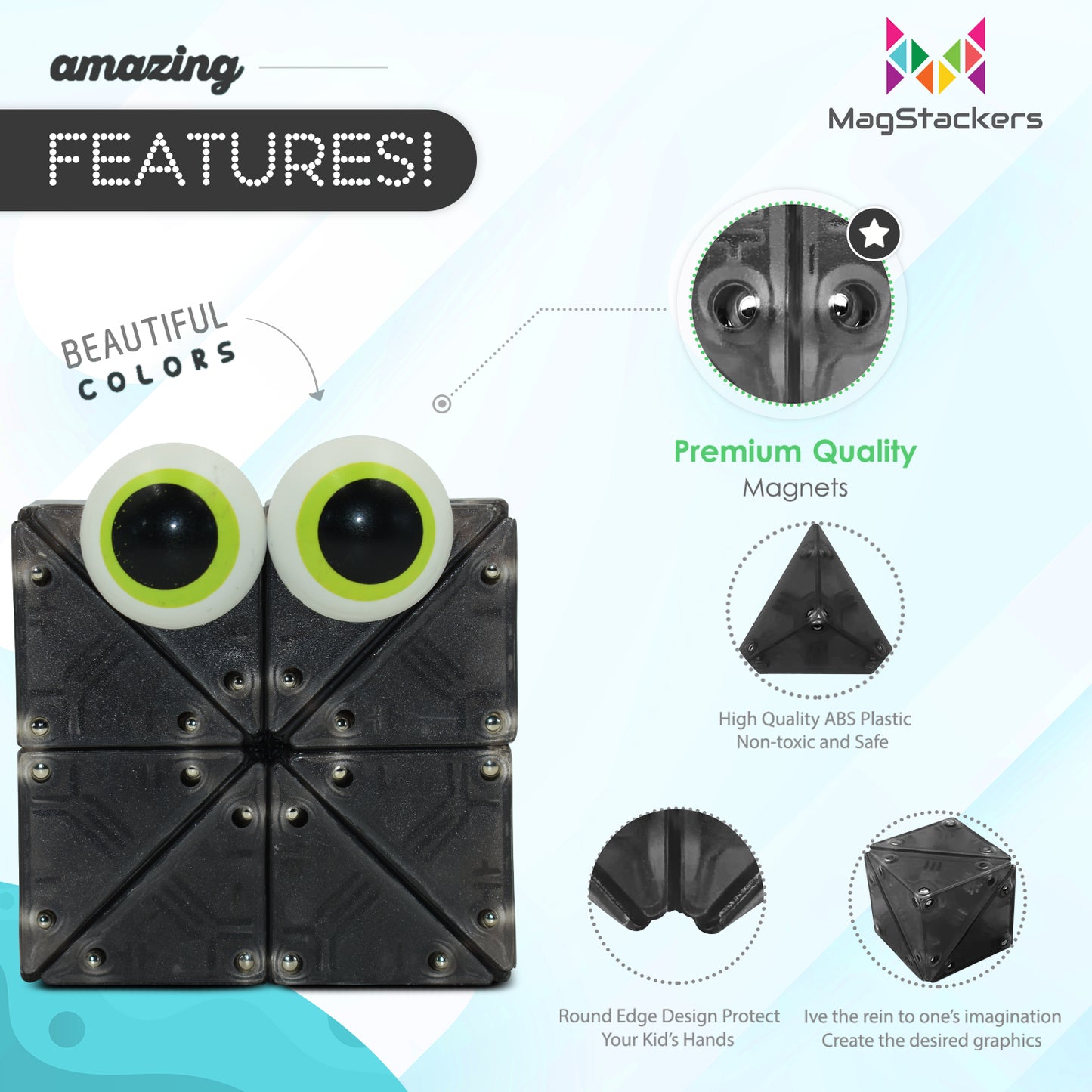 MagStackers - Magnetic Building Pyramids - Onyx