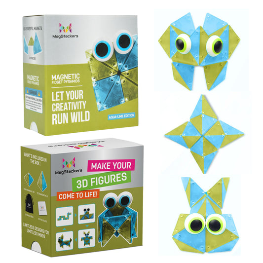 MagStackers - Magnetic Building Pyramids - Aqua-Lime