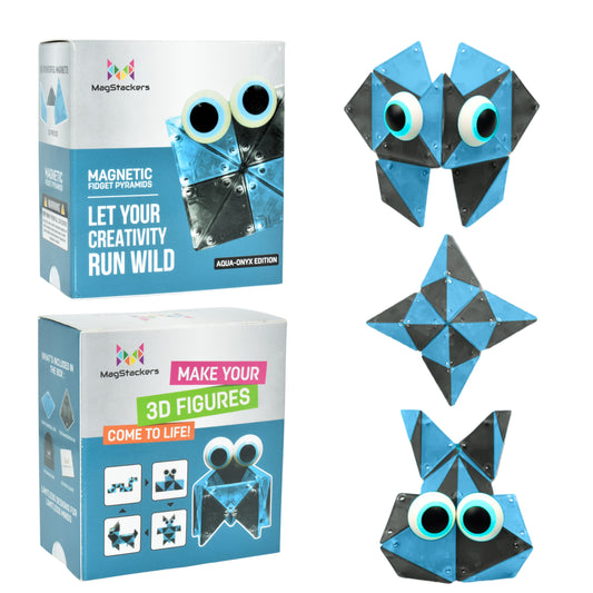 MagStackers - Magnetic Building Pyramids - Aqua/Onyx